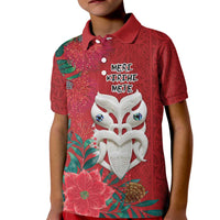 Maori Wheku Meri Kirihimete Personalised Kid Polo Shirt All Red Indigenous Maori Motif - Polynesian Pride
