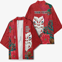 Maori Wheku Meri Kirihimete Personalised Kimono All Red Indigenous Maori Motif - Polynesian Pride