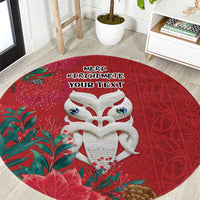 Maori Wheku Meri Kirihimete Personalised Round Carpet All Red Indigenous Maori Motif LT9 Red - Polynesian Pride