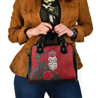 Maori Wheku Meri Kirihimete Personalised Shoulder Handbag All Red Indigenous Maori Motif - Polynesian Pride