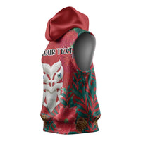 Maori Wheku Meri Kirihimete Personalised Sleeveless Hoodie All Red Indigenous Maori Motif - Polynesian Pride