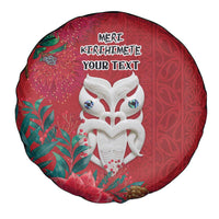 Maori Wheku Meri Kirihimete Personalised Spare Tire Cover All Red Indigenous Maori Motif - Polynesian Pride