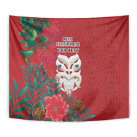 Maori Wheku Meri Kirihimete Personalised Tapestry All Red Indigenous Maori Motif LT9 - Polynesian Pride