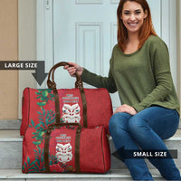 Maori Wheku Meri Kirihimete Personalised Travel Bag All Red Indigenous Maori Motif - Polynesian Pride