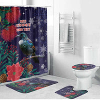 Tui Meri Kirihimete Personalised Bathroom Set Pohutukawa Flowers Blue Motif - Polynesian Pride
