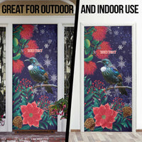 Tui Meri Kirihimete Personalised Door Cover Pohutukawa Flowers Blue Motif - Polynesian Pride