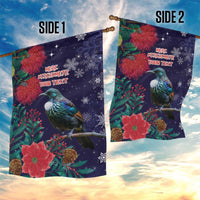 Tui Meri Kirihimete Personalised Garden Flag Pohutukawa Flowers Blue Motif - Polynesian Pride
