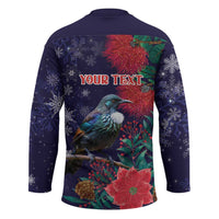 Tui Meri Kirihimete Personalised Hockey Jersey Pohutukawa Flowers Blue Motif LT9 - Polynesian Pride