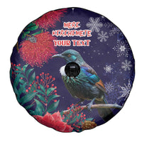Tui Meri Kirihimete Personalised Spare Tire Cover Pohutukawa Flowers Blue Motif - Polynesian Pride