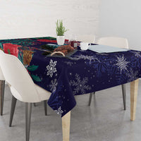 Tui Meri Kirihimete Personalised Tablecloth Pohutukawa Flowers Blue Motif - Polynesian Pride