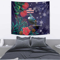 Tui Meri Kirihimete Personalised Tapestry Pohutukawa Flowers Blue Motif LT9 - Polynesian Pride