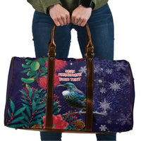 Tui Meri Kirihimete Personalised Travel Bag Pohutukawa Flowers Blue Motif - Polynesian Pride