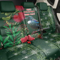 Tui Meri Kirihimete Personalised Back Car Seat Cover Pohutukawa Flowers Green Motif - Polynesian Pride
