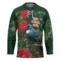 Tui Meri Kirihimete Personalised Hockey Jersey Pohutukawa Flowers Green Motif LT9 Unisex Green - Polynesian Pride