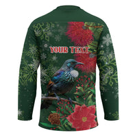 Tui Meri Kirihimete Personalised Hockey Jersey Pohutukawa Flowers Green Motif - Polynesian Pride