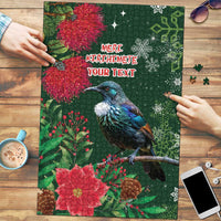 Tui Meri Kirihimete Personalised Puzzle Pohutukawa Flowers Green Motif - Polynesian Pride