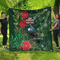 Tui Meri Kirihimete Personalised Quilt Pohutukawa Flowers Green Motif LT9 - Polynesian Pride