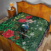 Tui Meri Kirihimete Personalised Quilt Pohutukawa Flowers Green Motif LT9 - Polynesian Pride