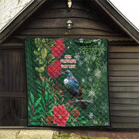 Tui Meri Kirihimete Personalised Quilt Pohutukawa Flowers Green Motif LT9 - Polynesian Pride