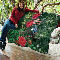 Tui Meri Kirihimete Personalised Quilt Pohutukawa Flowers Green Motif LT9 - Polynesian Pride