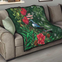 Tui Meri Kirihimete Personalised Quilt Pohutukawa Flowers Green Motif LT9 - Polynesian Pride
