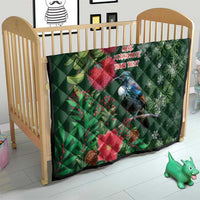 Tui Meri Kirihimete Personalised Quilt Pohutukawa Flowers Green Motif LT9 - Polynesian Pride