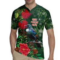 Tui Meri Kirihimete Personalised Rugby Jersey Pohutukawa Flowers Green Motif - Polynesian Pride