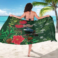 Tui Meri Kirihimete Personalised Sarong Pohutukawa Flowers Green Motif - Polynesian Pride
