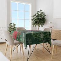 Tui Meri Kirihimete Personalised Tablecloth Pohutukawa Flowers Green Motif - Polynesian Pride