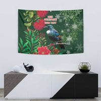 Tui Meri Kirihimete Personalised Tapestry Pohutukawa Flowers Green Motif LT9 - Polynesian Pride