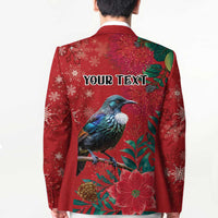 Tui Meri Kirihimete Personalised Blazer Pohutukawa Flowers Red Motif - Polynesian Pride
