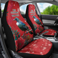 Tui Meri Kirihimete Personalised Car Seat Cover Pohutukawa Flowers Red Motif - Polynesian Pride