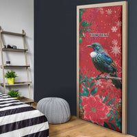Tui Meri Kirihimete Personalised Door Cover Pohutukawa Flowers Red Motif - Polynesian Pride