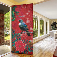 Tui Meri Kirihimete Personalised Door Cover Pohutukawa Flowers Red Motif - Polynesian Pride