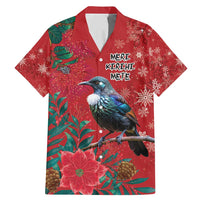 Tui Meri Kirihimete Personalised Family Matching Mermaid Dress and Hawaiian Shirt Pohutukawa Flowers Red Motif - Polynesian Pride