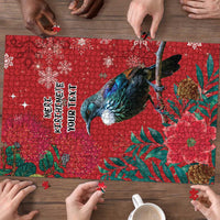 Tui Meri Kirihimete Personalised Puzzle Pohutukawa Flowers Red Motif - Polynesian Pride