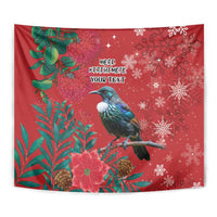 Tui Meri Kirihimete Personalised Tapestry Pohutukawa Flowers Red Motif LT9 - Polynesian Pride