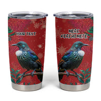 Tui Meri Kirihimete Personalised Tumbler Cup Pohutukawa Flowers Red Motif - Polynesian Pride