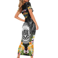 Pasifika Vibes Festival 2024 Short Sleeve Bodycon Dress Kanaka Maoli With Hawaiian Islands LT9 - Polynesian Pride