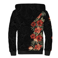 Hawaii Tropical Flowers Tribal Pattern Sherpa Hoodie No6 LT9 - Polynesian Pride