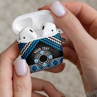 Personalised Aotearoa Niho Taniwha Motif AirPods Case Blue Style LT9 - Polynesian Pride