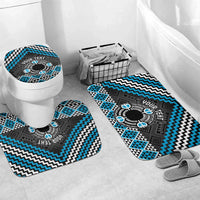 Personalised Aotearoa Niho Taniwha Motif Bathroom Set Blue Style LT9 Mat Set Only (3 pcs) One Size Blue - Polynesian Pride