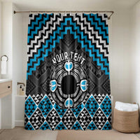 Personalised Aotearoa Niho Taniwha Motif Bathroom Set Blue Style LT9 Shower Curtain Only Blue - Polynesian Pride