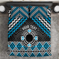 Personalised Aotearoa Niho Taniwha Motif Bedding Set Blue Style