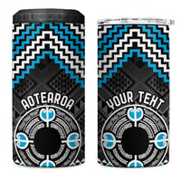 Personalised Aotearoa Niho Taniwha Motif 4 in 1 Can Cooler Tumbler Blue Style