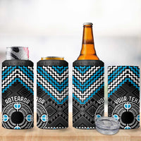 Personalised Aotearoa Niho Taniwha Motif 4 in 1 Can Cooler Tumbler Blue Style