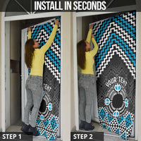 Personalised Aotearoa Niho Taniwha Motif Door Cover Blue Style - Polynesian Pride