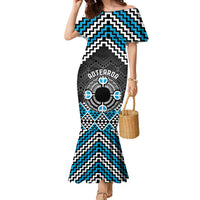 Personalised Aotearoa Niho Taniwha Motif Family Matching Mermaid Dress and Hawaiian Shirt Blue Style