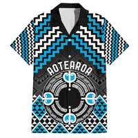 Personalised Aotearoa Niho Taniwha Motif Hawaiian Shirt Blue Style