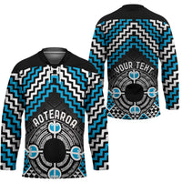 Personalised Aotearoa Niho Taniwha Motif Hockey Jersey Blue Style - Polynesian Pride